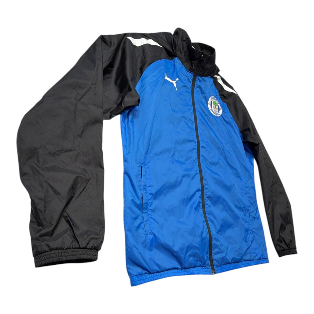 PUMA blue rain jacket full zip with Wigan Athletic logo and long sleeves.