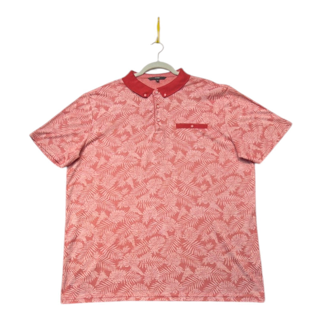 George red polo shirt short sleeve with pocket and button down collar.