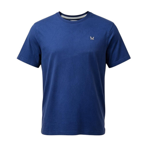 Crew Clothing blue t-shirt with embroidered logo and short sleeves, men's size 2XL.