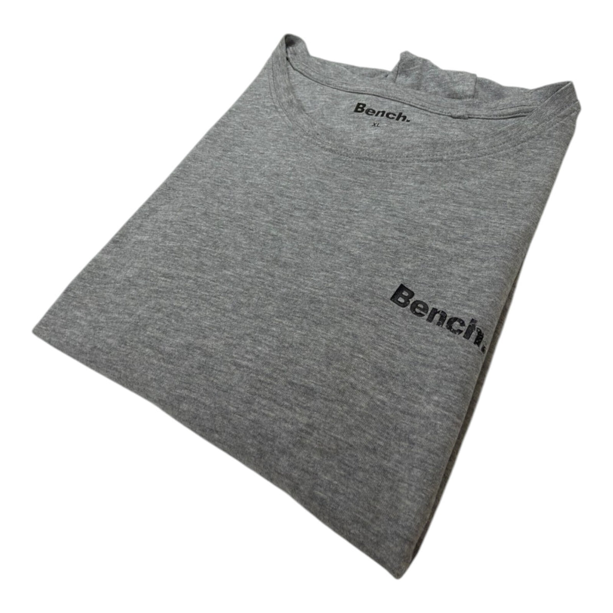 Bench grey t-shirt graphic print crew neck short sleeve with subtle chest branding.