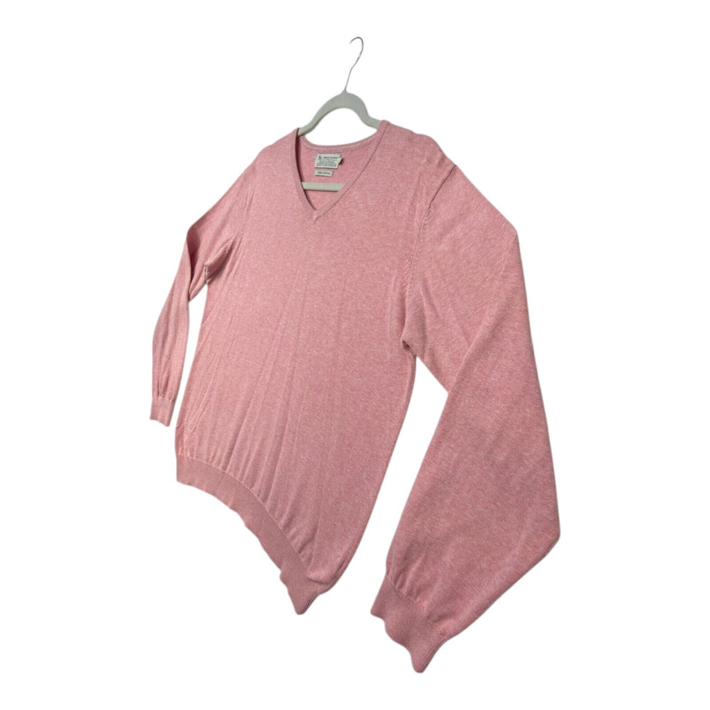 Tu pink crewneck sweater pure cotton v-neck long sleeve casual style