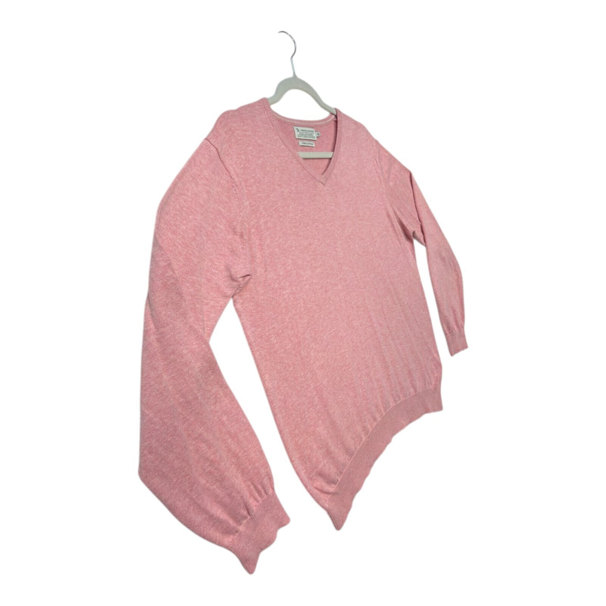 Tu pink crewneck sweater pure cotton v-neck long sleeve casual style