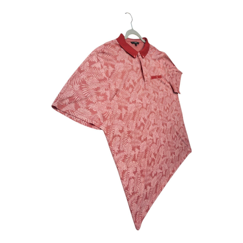 George red polo shirt short sleeve with pocket and button down collar.