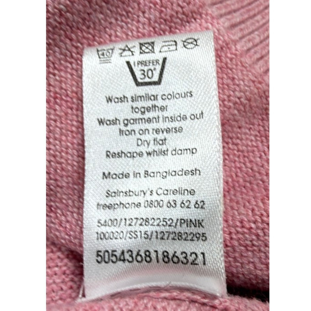 Tu pink crewneck sweater pure cotton v-neck long sleeve casual style