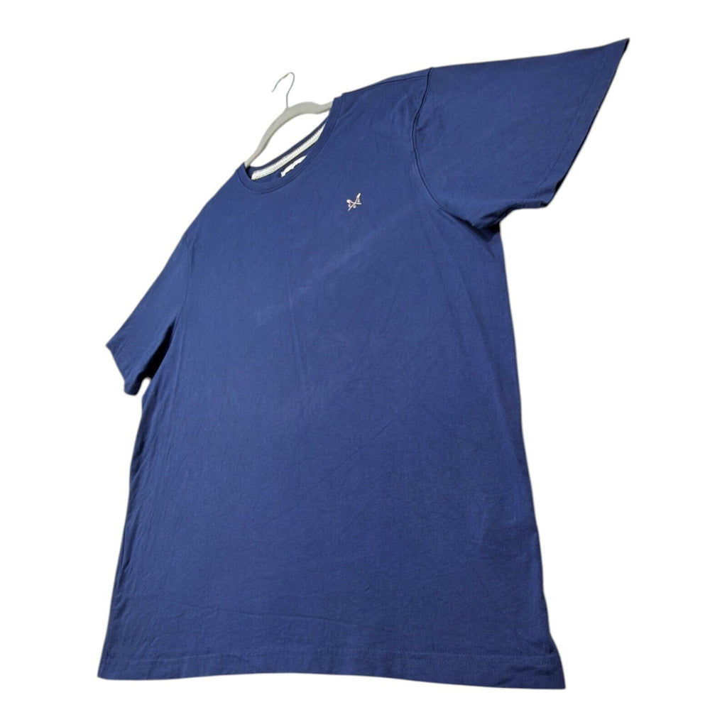 Crew Clothing blue t-shirt with embroidered logo and short sleeves, men's size 2XL.