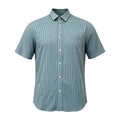 Marks & Spencer blue short sleeve shirt with pocket and subtle patterned design.