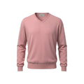 Tu pink crewneck sweater pure cotton v-neck long sleeve casual style
