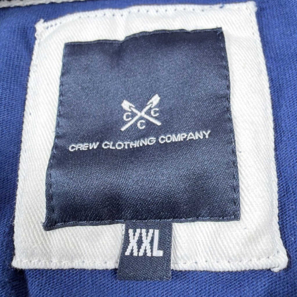 Crew Clothing blue t-shirt with embroidered logo and short sleeves, men's size 2XL.