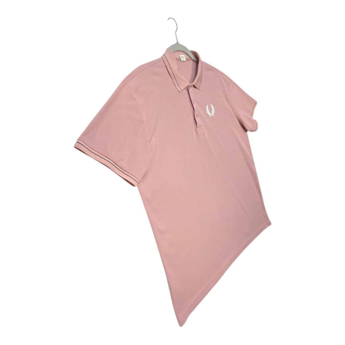 Laurel Wreath pink polo shirt with graphic print and embroidered logo, short sleeves.