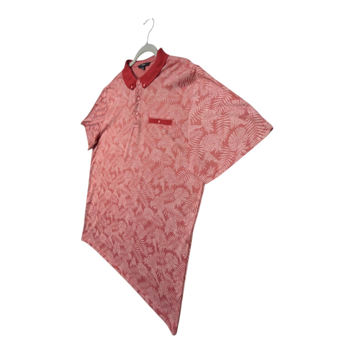George red polo shirt short sleeve with pocket and button down collar.